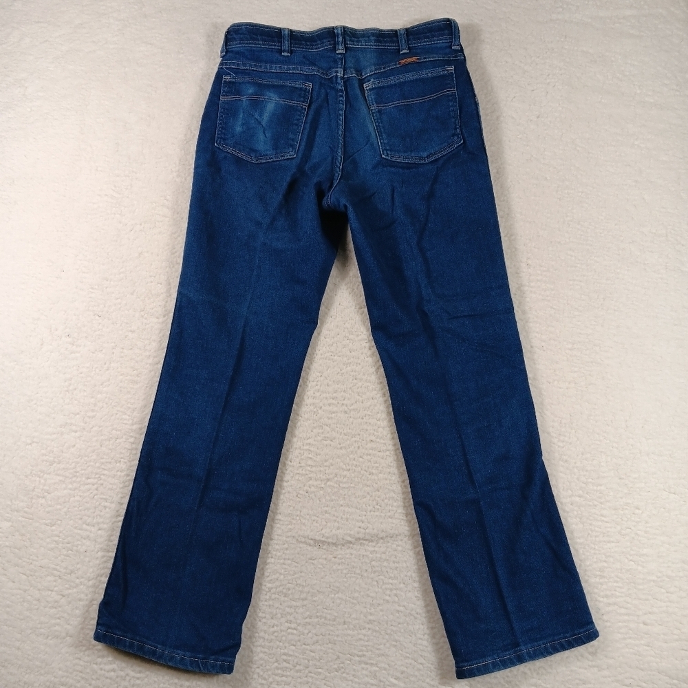 Vintage 70s Wrangler Jeans Mens 34x30 (31x29) Blue Denim Straight Cowboy Rodeo - Picture 4 of 11